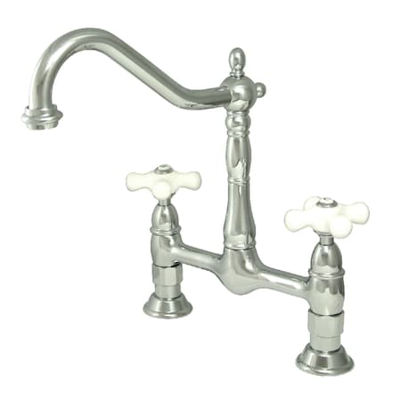 Kingston Brass KS1171PX Heritage Bridge Kitchen Faucet, Polished Chrome KS1171PX